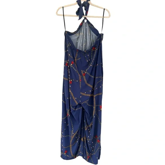 Anthropologie Corey Lynn Calter Blue Printed Wide Leg Jumpsuit Size Large - Picture 7 of 10